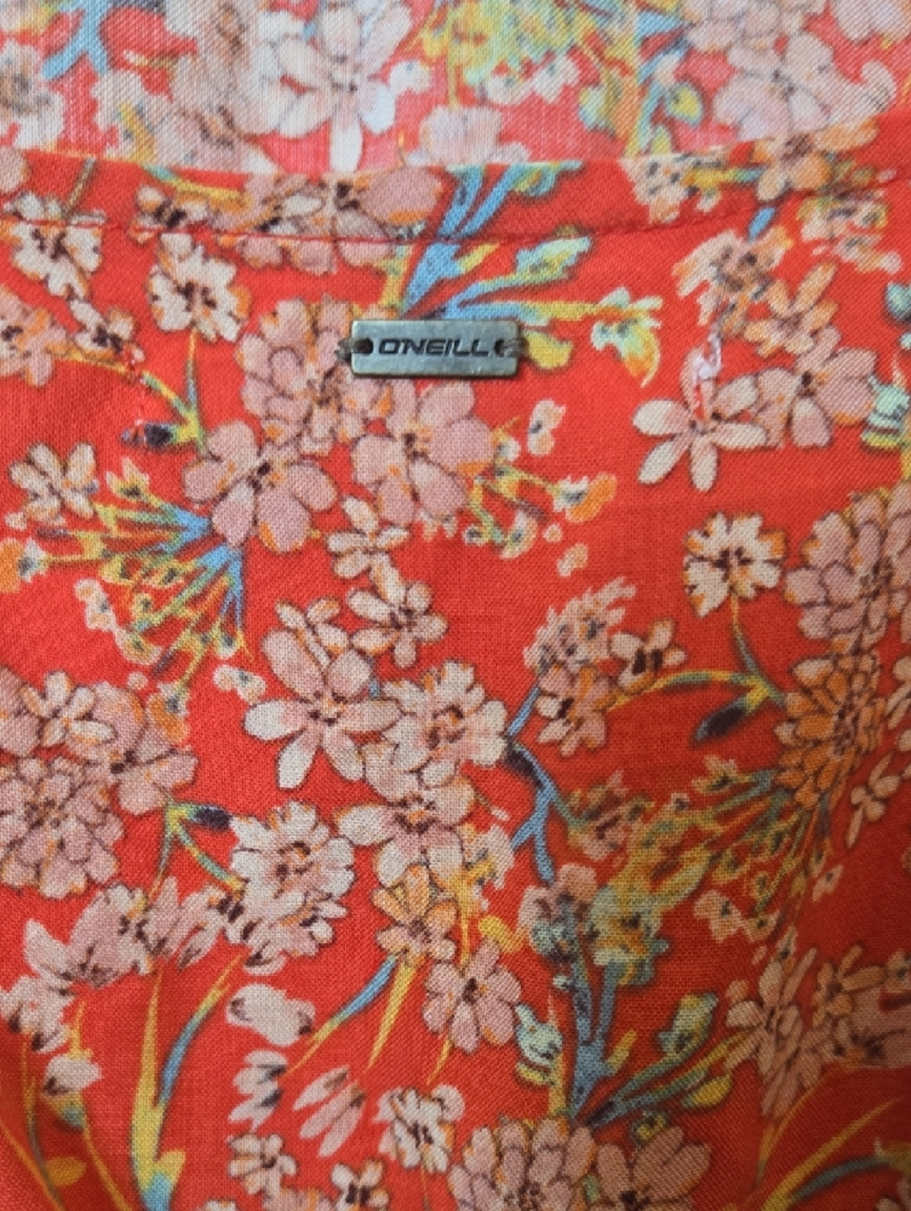 O'Neill Juniors' Luciana Coral Floral Tie-Detail Sleeve Mini Dress M - Picture 7 of 11